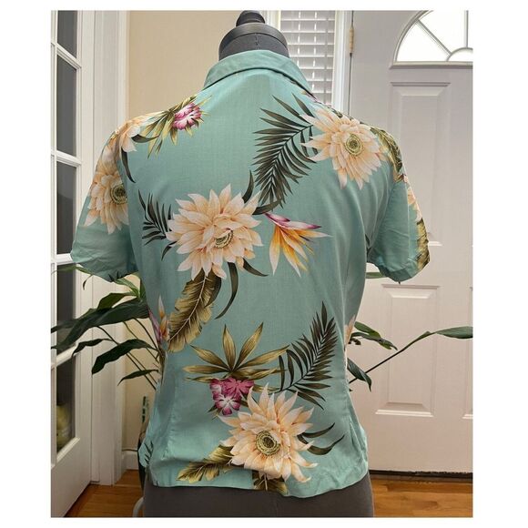 Two Palms Women's Tropical Floral Print Coconut Button Blouse XS Hawaii Resort - Picture 14 of 14